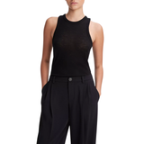Drop Waist Pleated Crepe Trouser Black