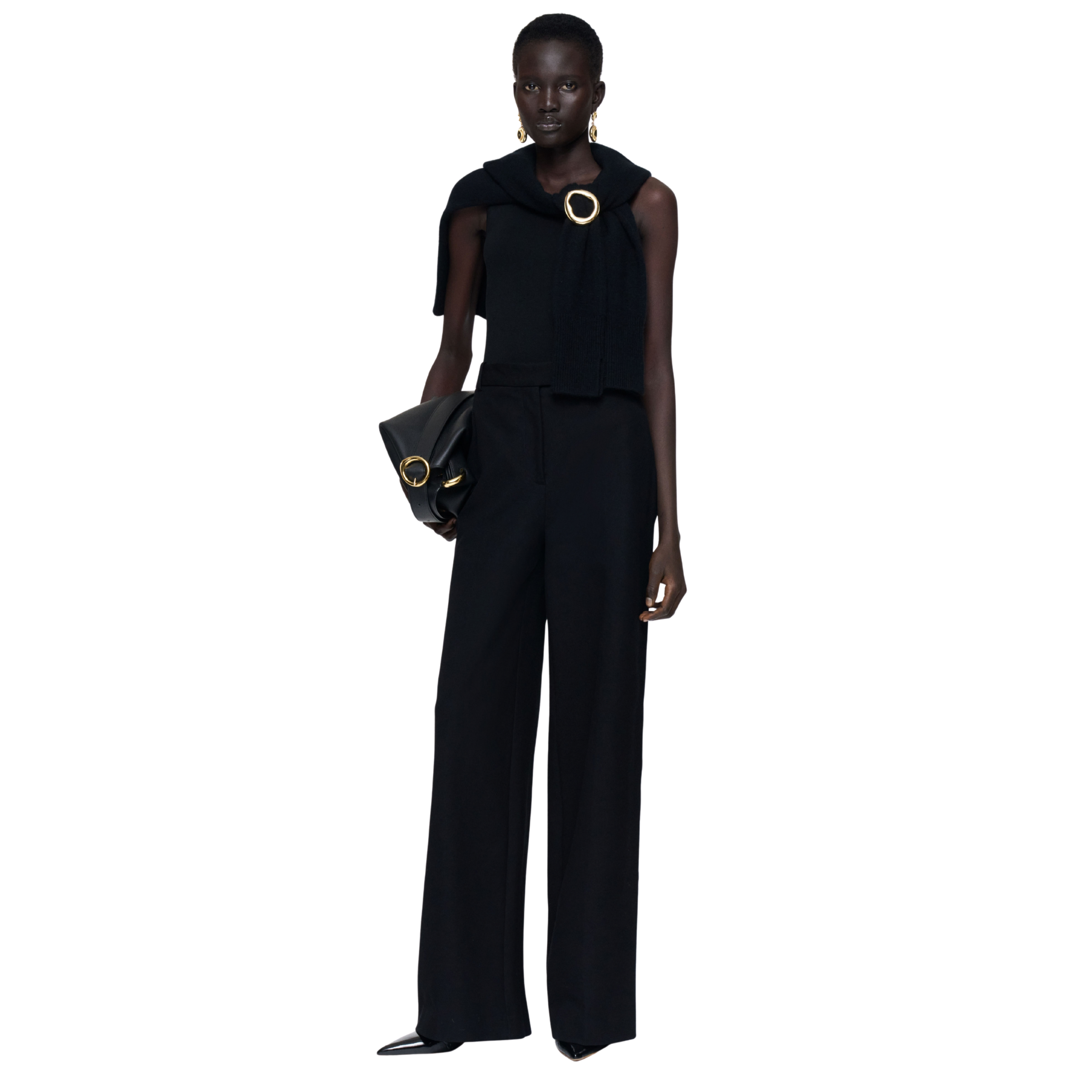 Yukio Black Gabardine Stretch Trousers