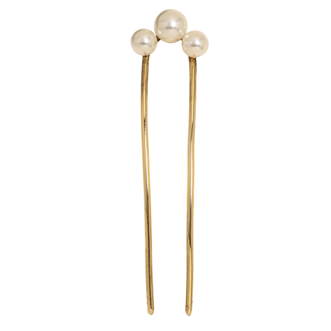 Gretel Hairpin Gold Pearl