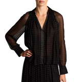 Heat Set Dot Gathered Blouse Black