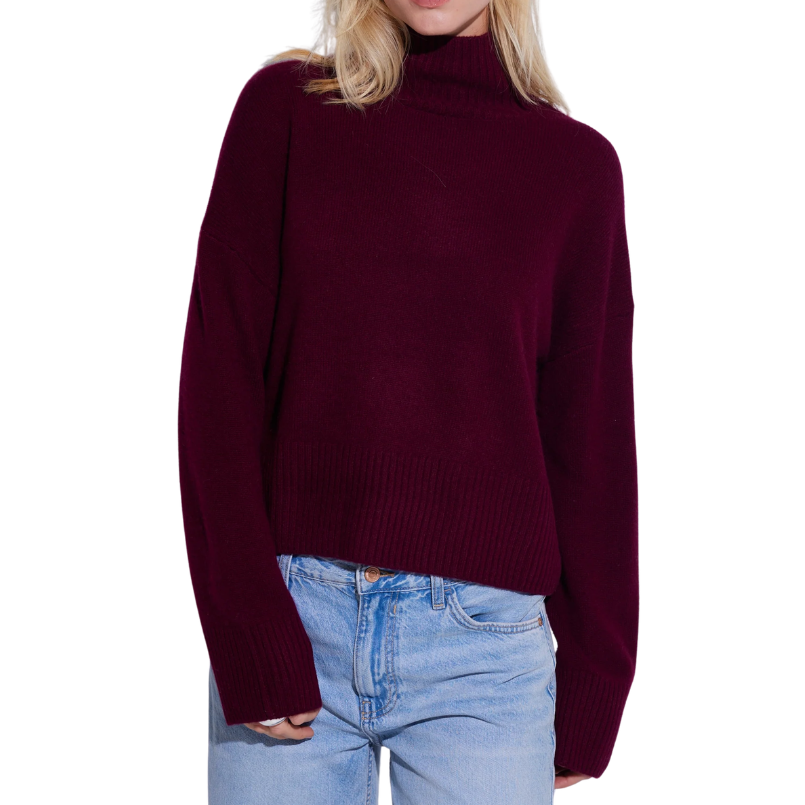 Carmen Funnel Neck Knit Burgundy