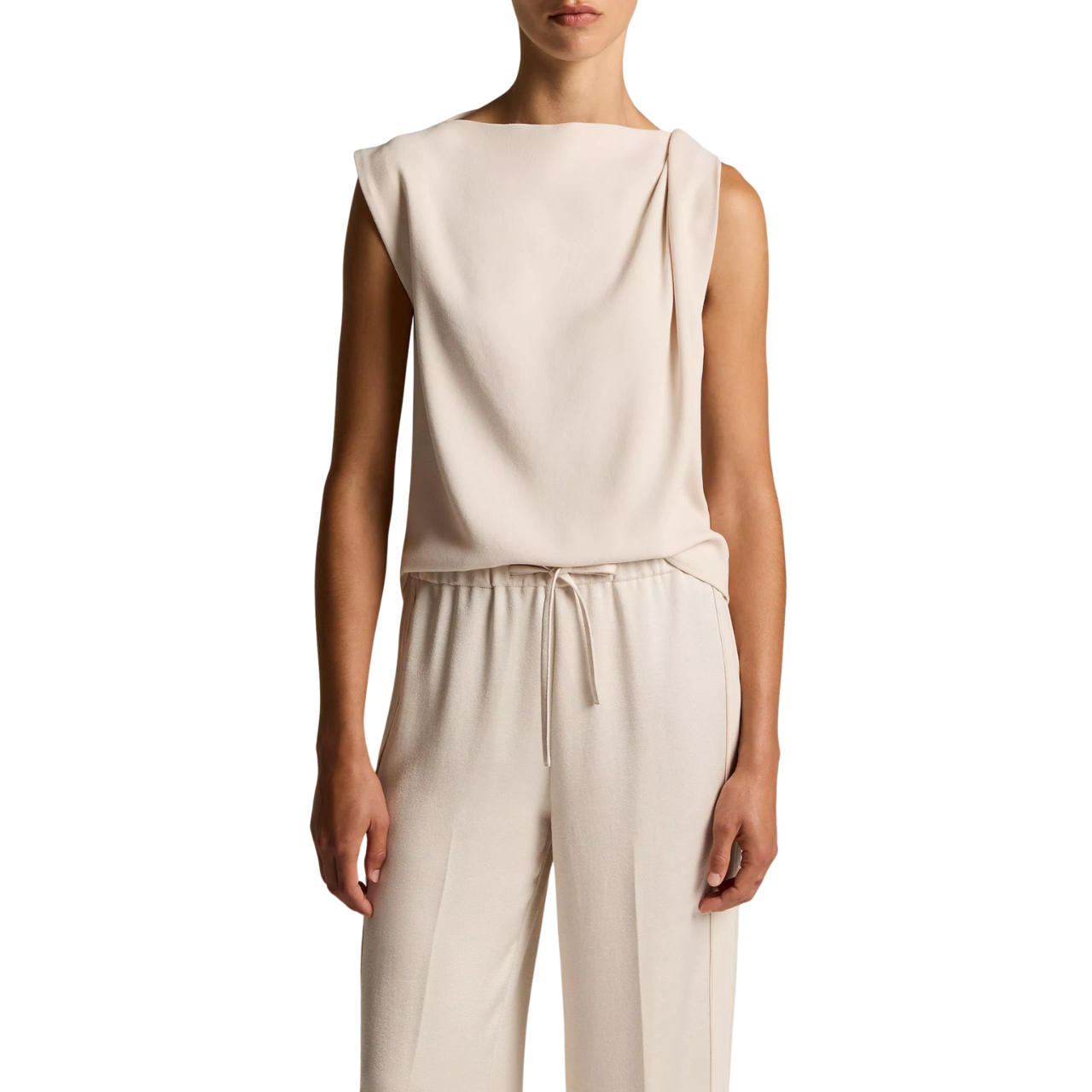 Draped Shoulder Top Blush