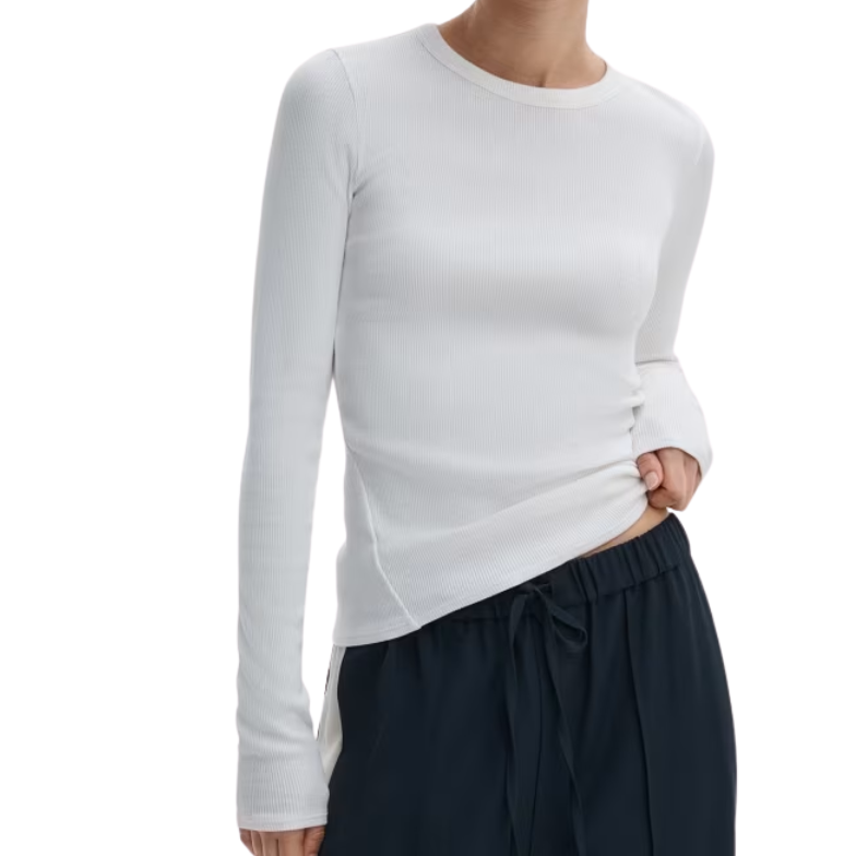 The Essential Rib Crew LS White