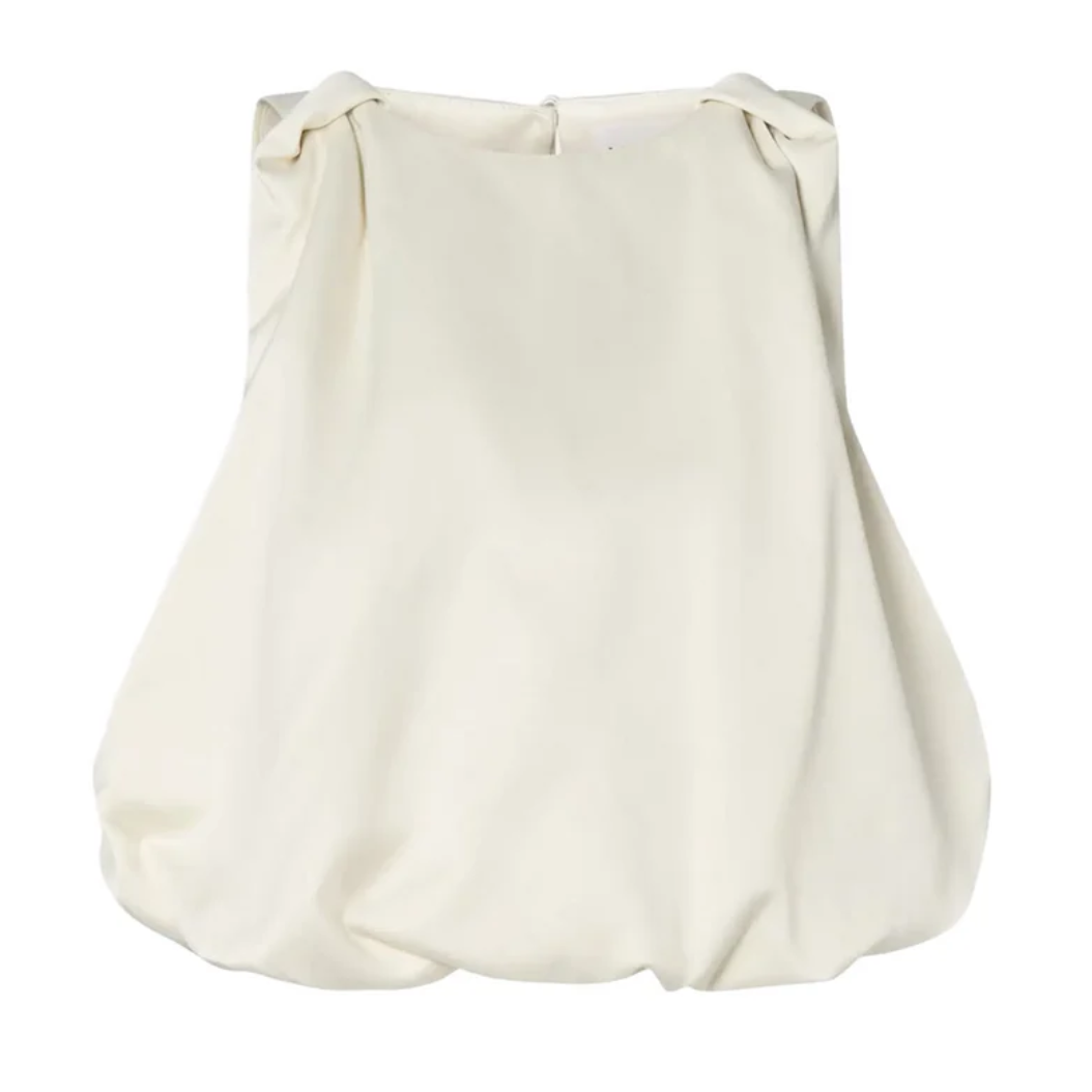 Valentina Knotted Shoulder Top Pearl