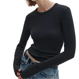 The Essential Rib Crew LS Black