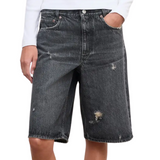 Black Baggy Fit Denim Shorts
