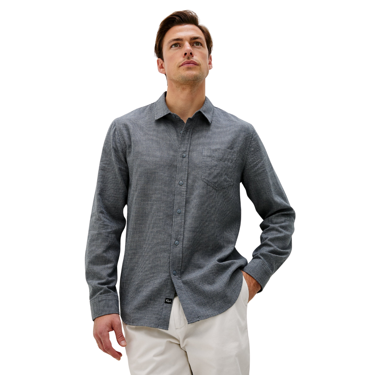 Wyatt Men's Shirt Charcoal Navy Houndstooth