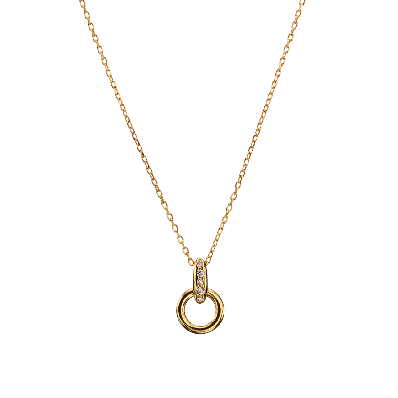 Halo Zircon Necklace Gold