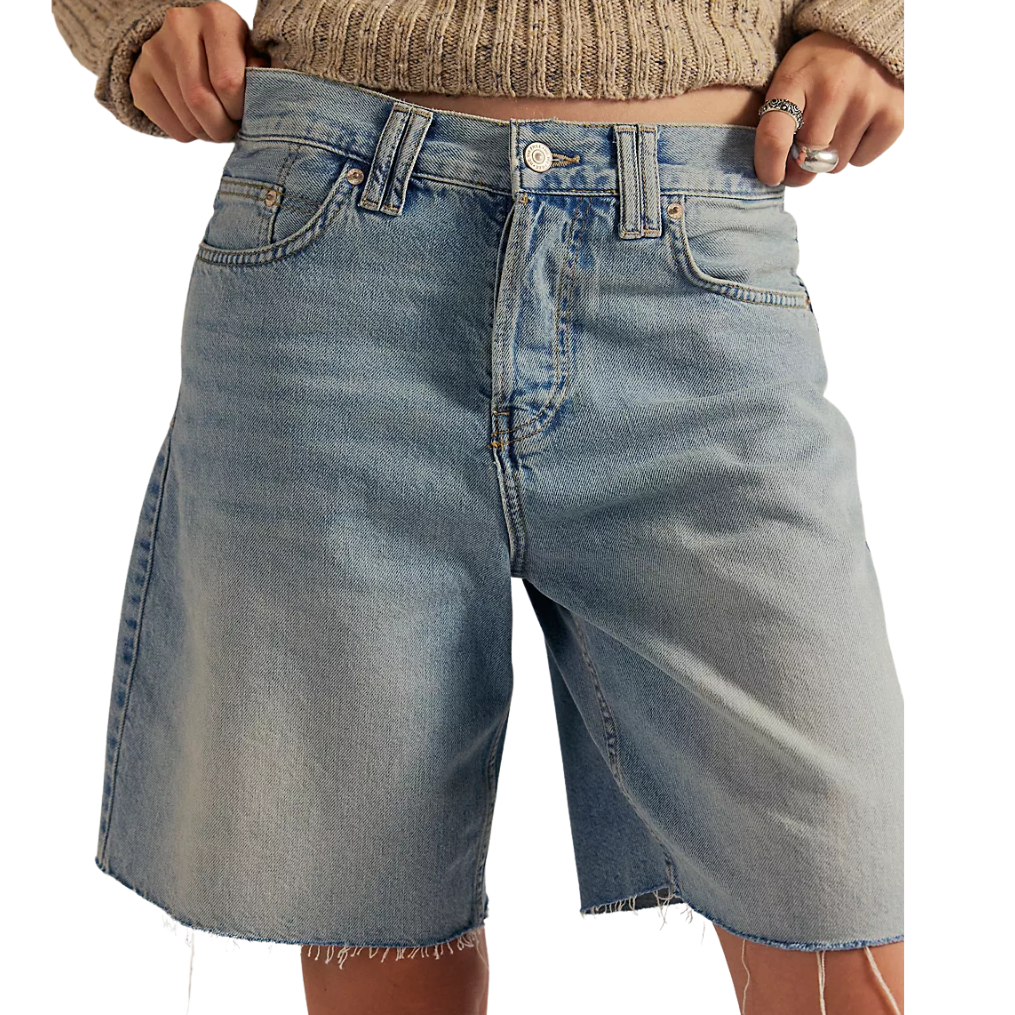 Montana Raw Hem Denim Shorts Cowgirl Blues