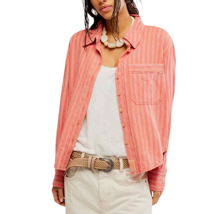 Striped Linen Laurel Shirt Cinnamon