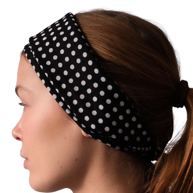 Polka Dot Black Cotton Scarf