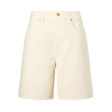 Ecru Square Denim Mid-Length Shorts