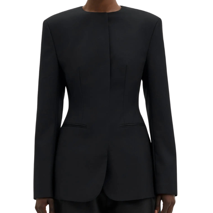 Carol Collarless Blazer Black
