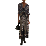 Daniela Black Baroque Print Maxi Dress