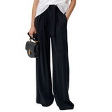 Rim Elastic Waisted Pants Black