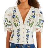 Countryside Embroidery Short Sleeve Blouse