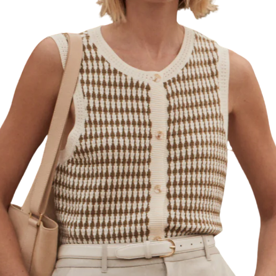 Aura Knit Top Egret/Olive