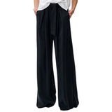 Rim Elastic Waisted Pants Black