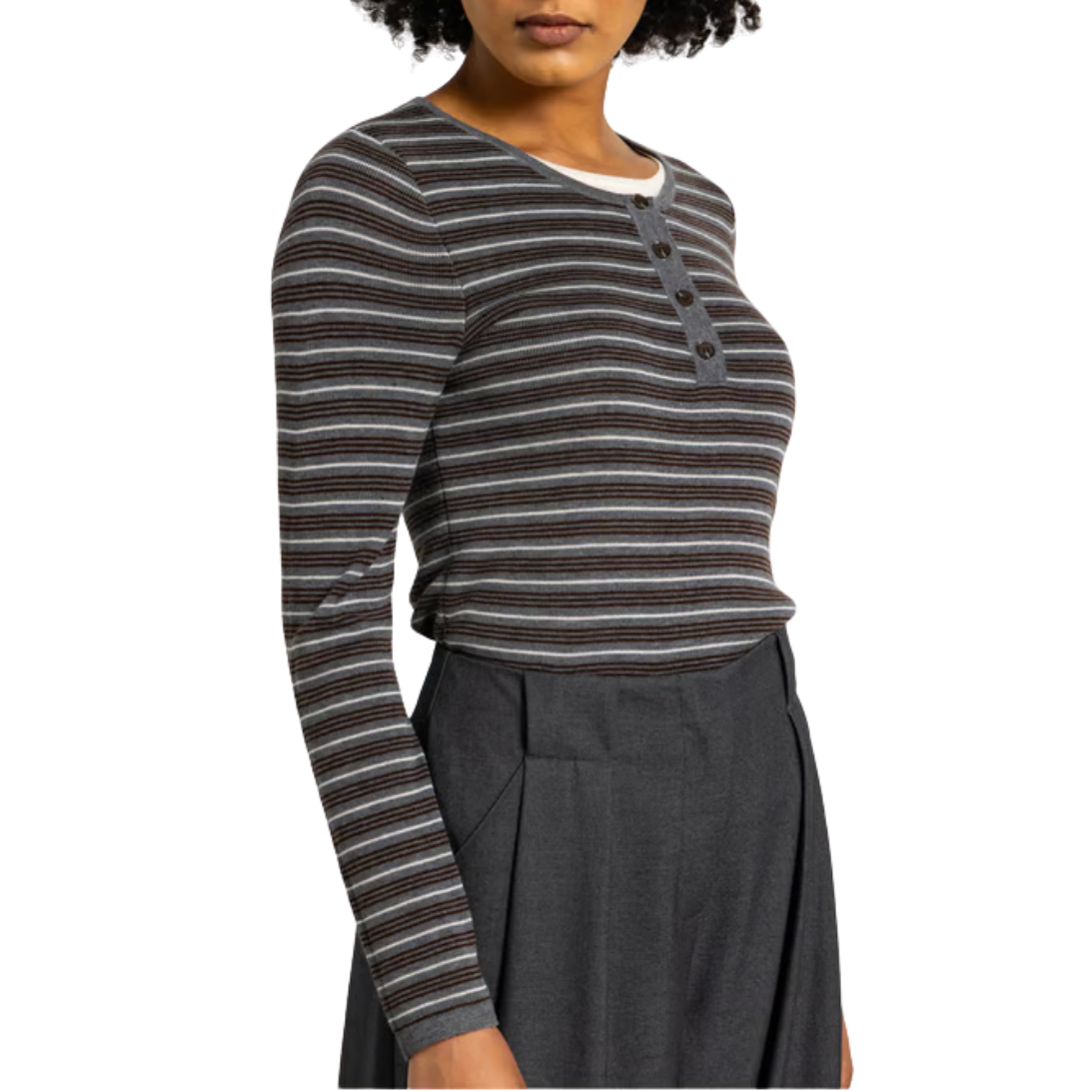 Pandoli Gris Chine Striped Top