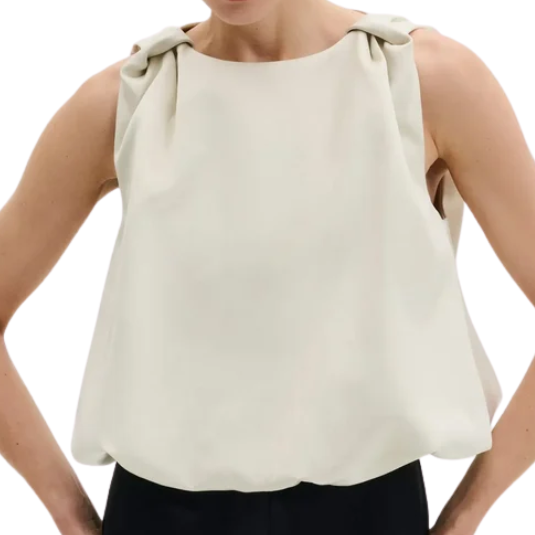 Valentina Knotted Shoulder Top Pearl