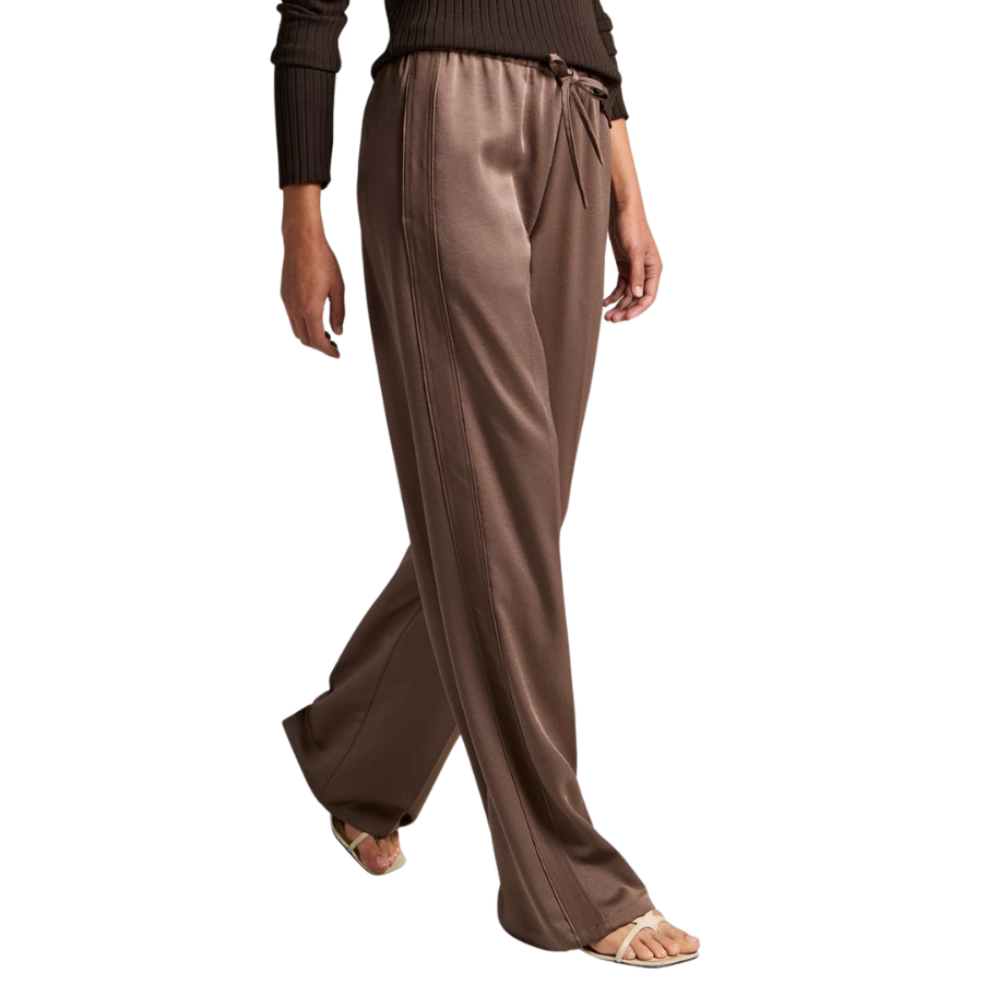 Mid Waist Crepe Pull On Pant Taupe