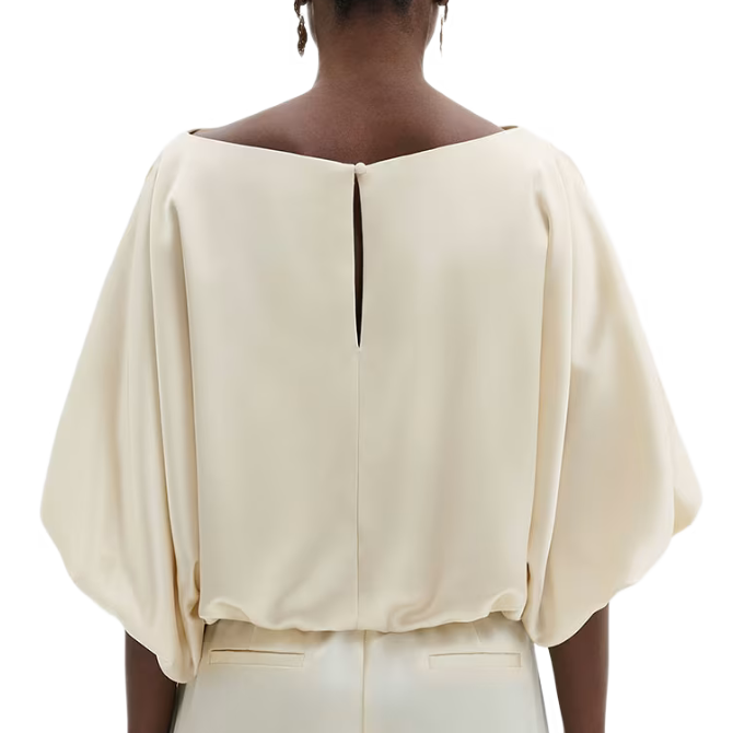 Havanna Boat Neck Blouse Pearl