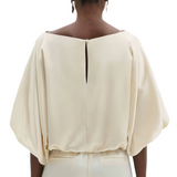 Havanna Boat Neck Blouse Pearl