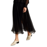 Heat Set Dot Gathered Skirt Black
