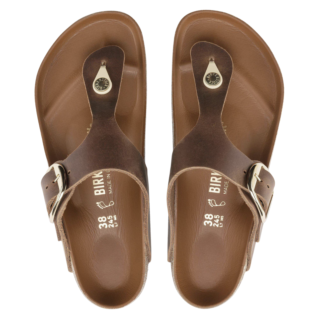 Gizeth Big Buckle Sandals Cognac