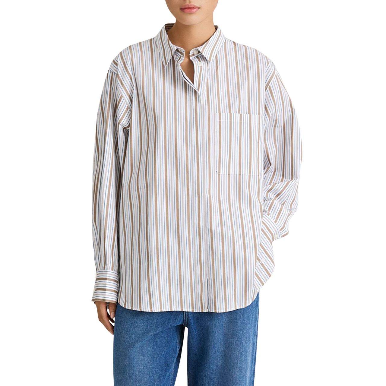 Jansell Shirt Taupe Stripe