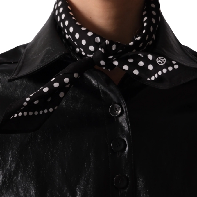 Polka Dot Black Cotton Scarf