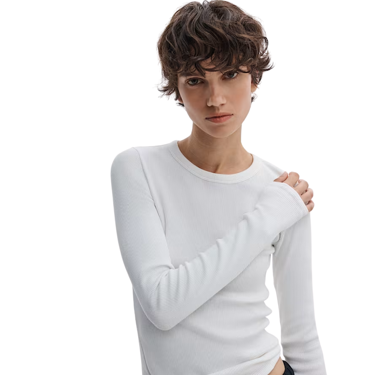 The Essential Rib Crew LS White