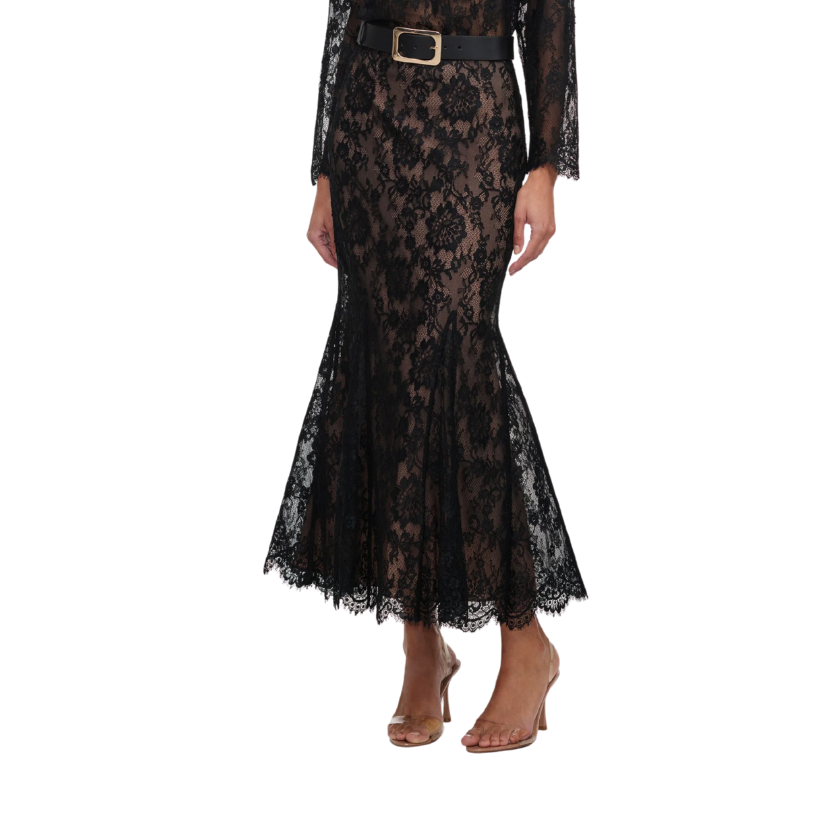 Black Lace Midi Skirt