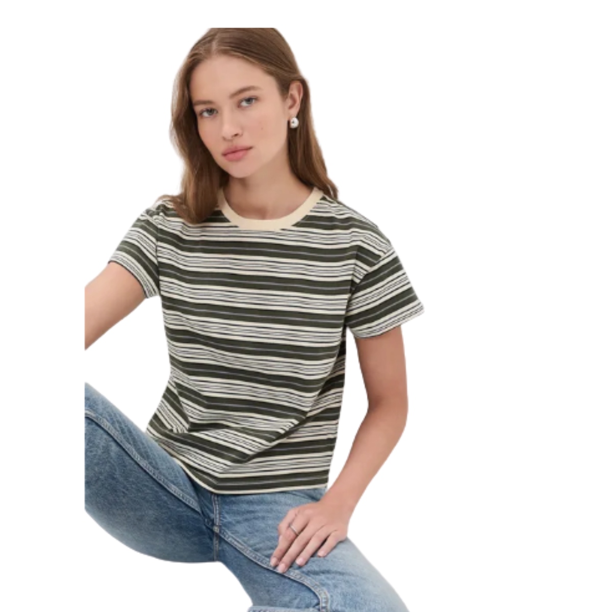 Kelly Green Stripe Boxy Tee