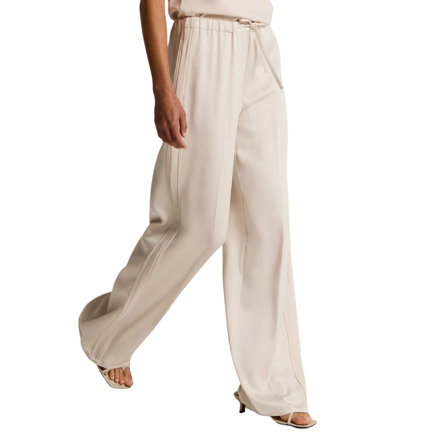 Mid Waist Crepe Pull On Pant Blush