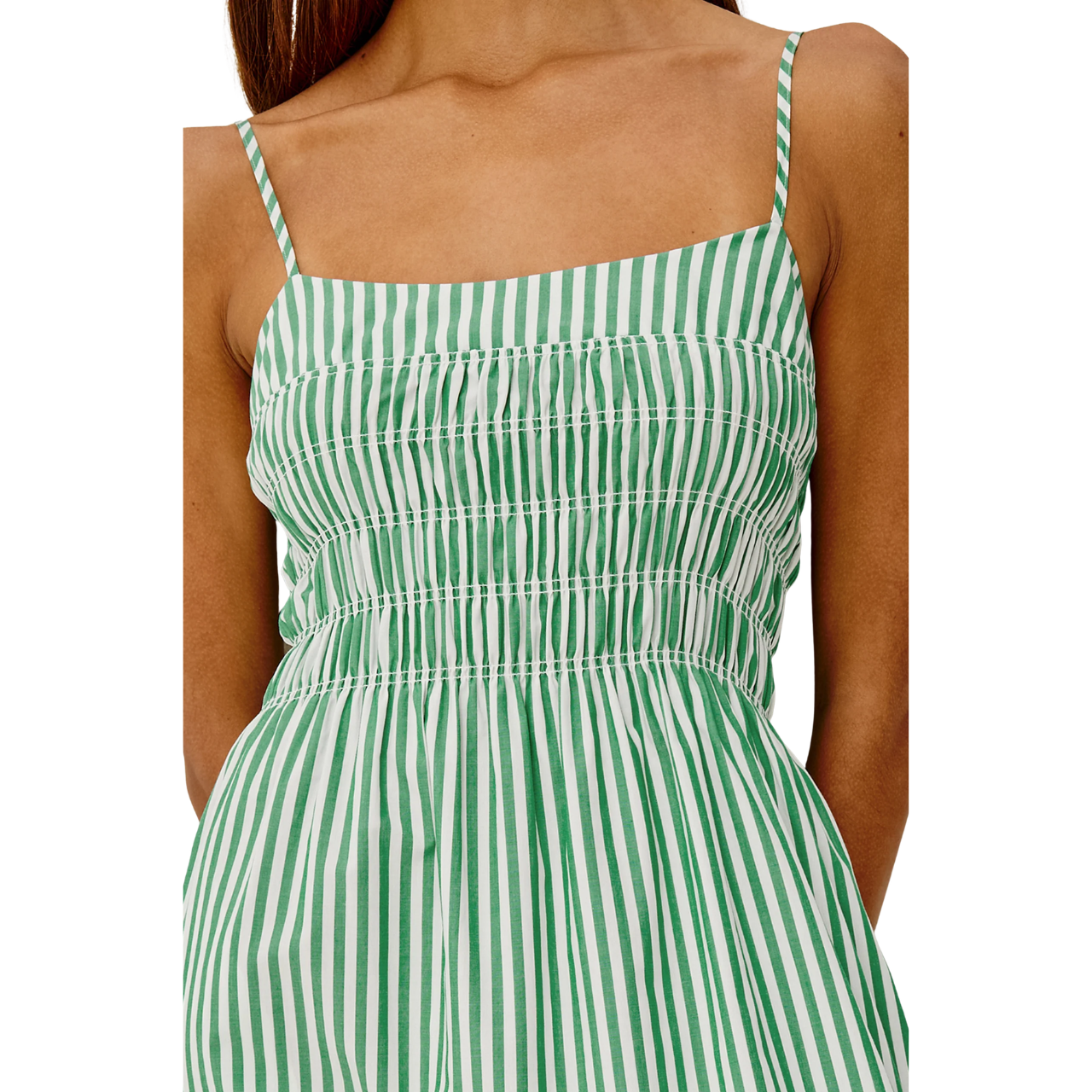 Primrose Dress Emerald Stripe
