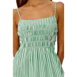 Primrose Dress Emerald Stripe