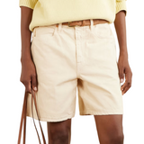 Ecru Square Denim Mid-Length Shorts