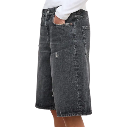 Black Baggy Fit Denim Shorts