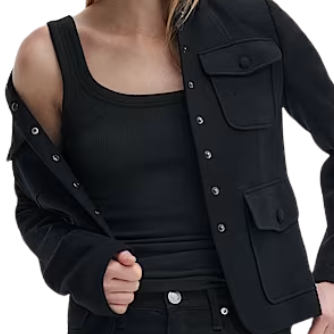 The Essential Rib U Neck Tank Black