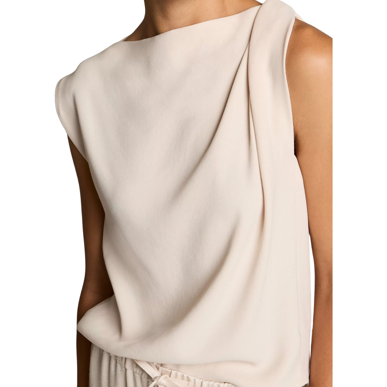 Draped Shoulder Top Blush