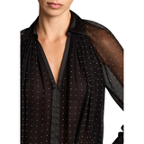 Heat Set Dot Gathered Blouse Black
