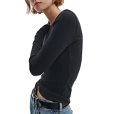 The Essential Rib Crew LS Black