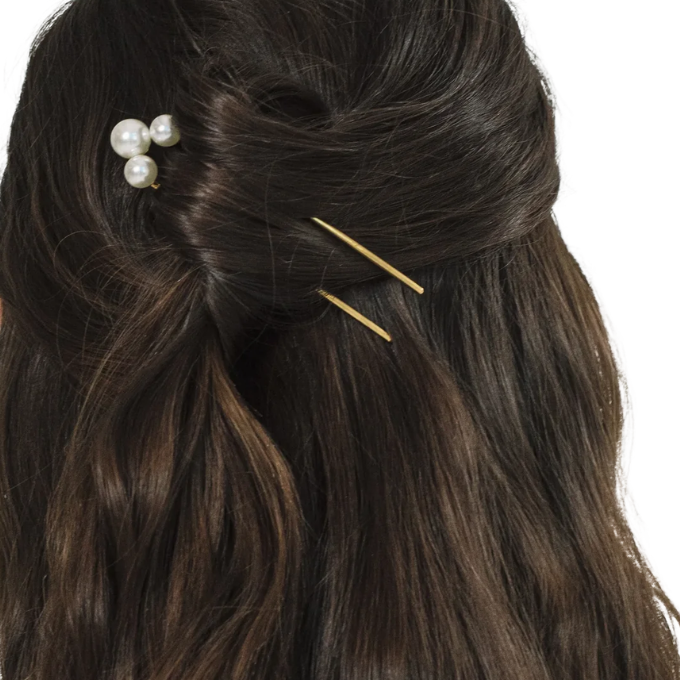 Gretel Hairpin Gold Pearl