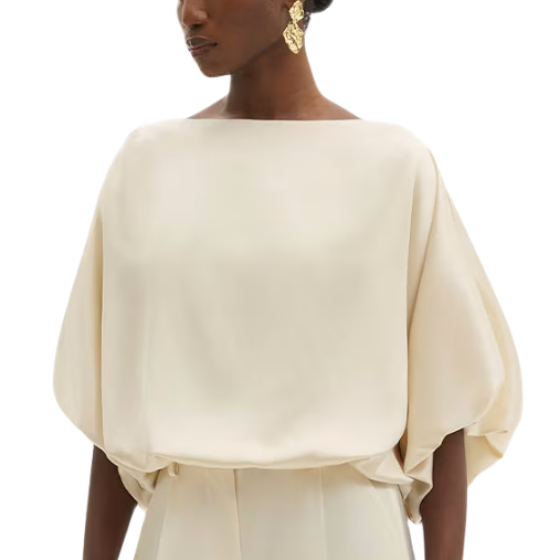 Havanna Boat Neck Blouse Pearl