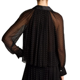 Heat Set Dot Gathered Blouse Black
