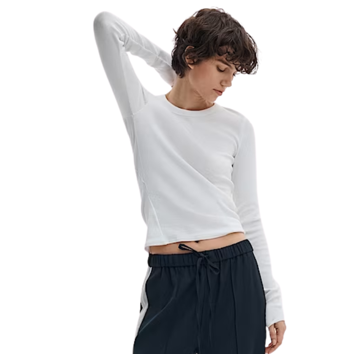 The Essential Rib Crew LS White