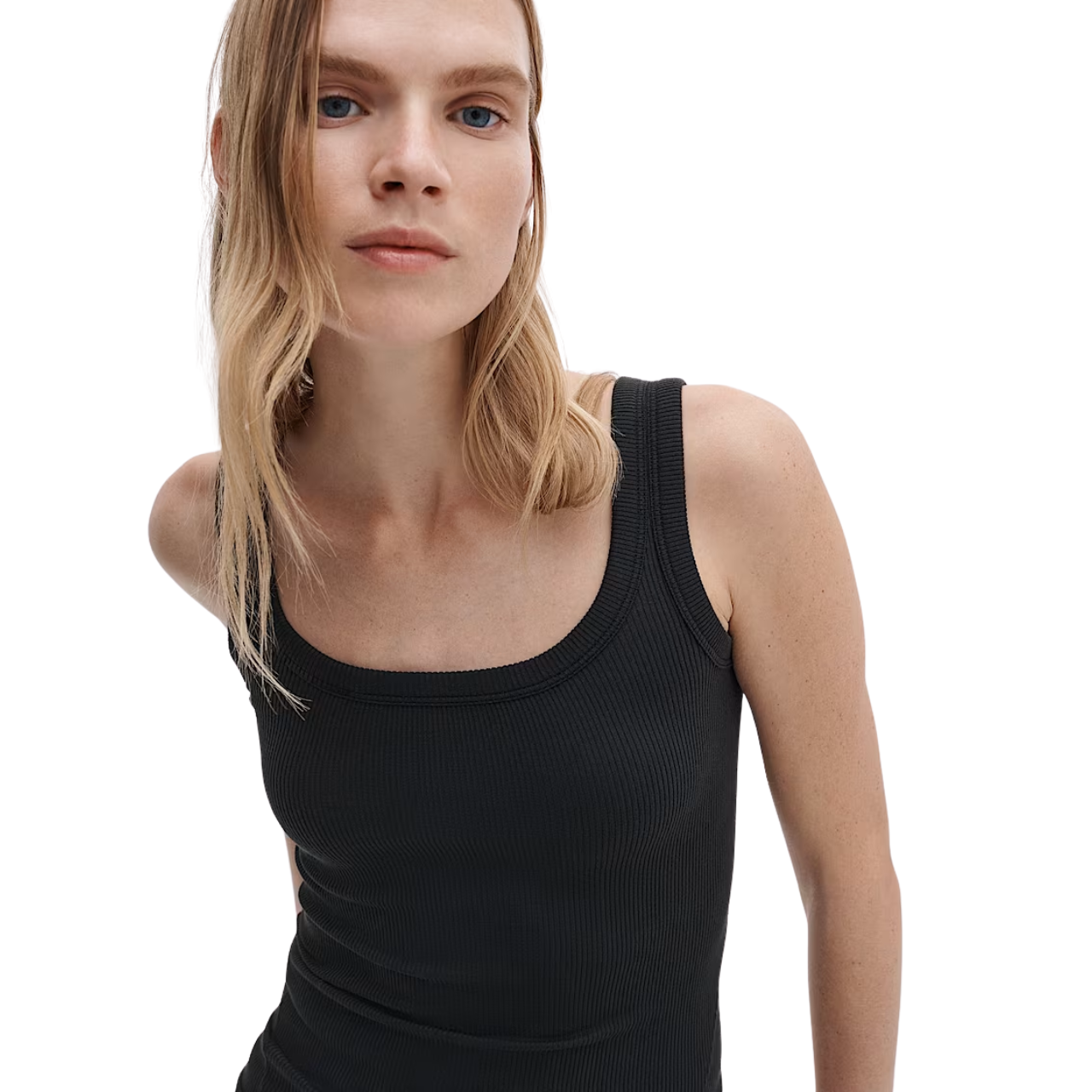 The Essential Rib U Neck Tank Black