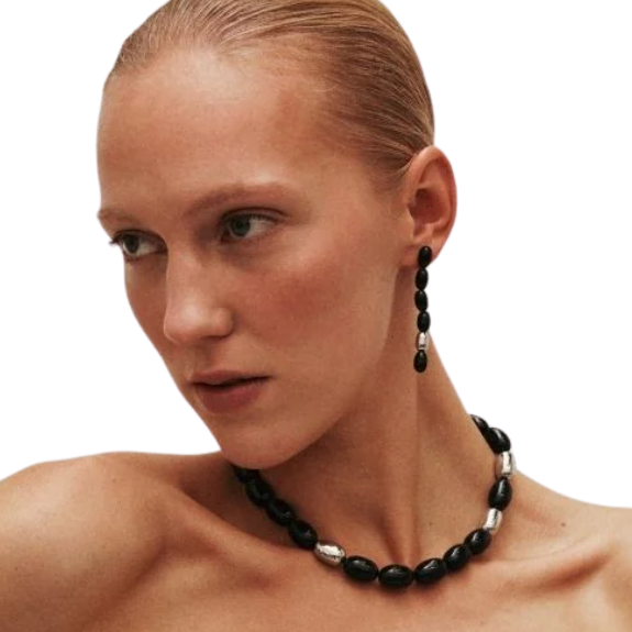 Clementine Necklace Silver/Black