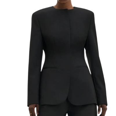 Carol Collarless Blazer Black